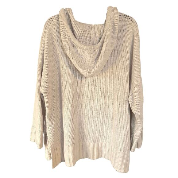 Aerie Crochet Chenille Cream Knit Hoodie Sweater Soft Cozy Oversized Boho Medium - Picture 3 of 14